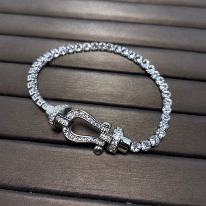 [Clover Jewelrys]FORCE  LARGE HORSESHOE FULL DIAMOND TENNIS BRACELET