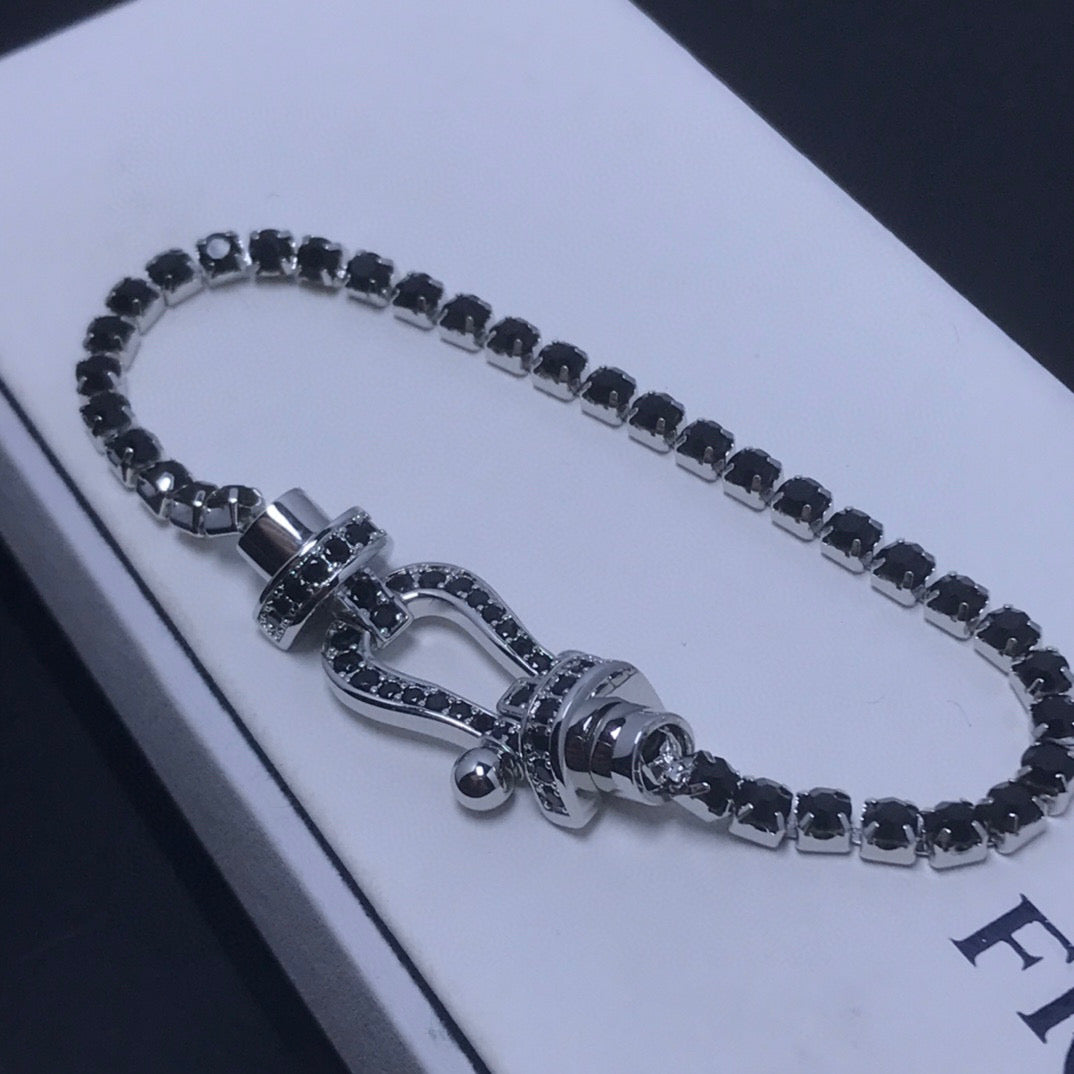 [Clover Jewelrys]FORCE  LARGE HORSESHOE FULL DIAMOND TENNIS BRACELET