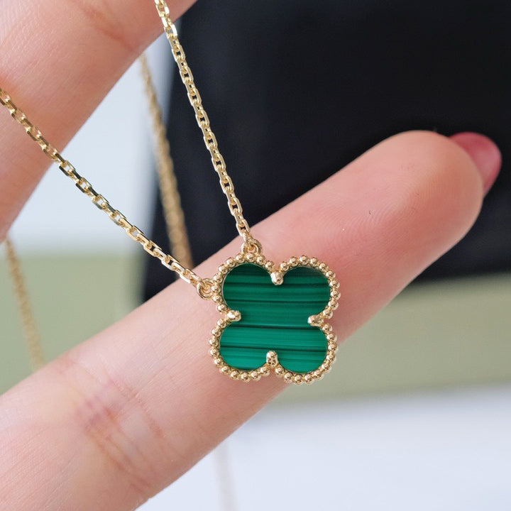 [Clover Jewelrys]CLOVER 15MM MALACHITE SINGLE FLOWER  NECKLACE