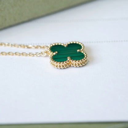 [Clover Jewelrys]CLOVER 15MM MALACHITE SINGLE FLOWER  NECKLACE