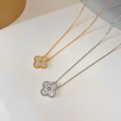 [Clover Jewelrys]CLOVER 15MM DIAMOND SINGLE FLOWER NECKLACE