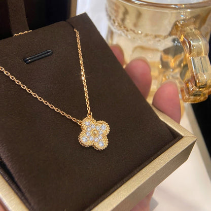 [Clover Jewelrys]CLOVER 15MM DIAMOND SINGLE FLOWER NECKLACE