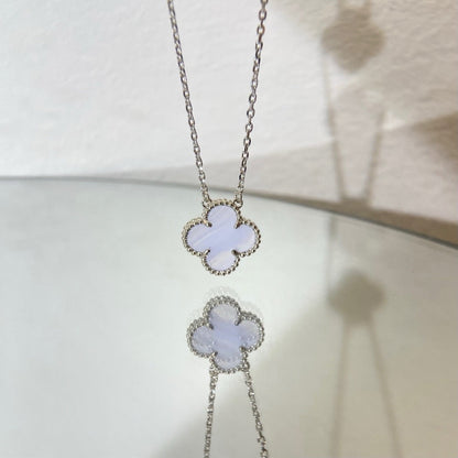 [Clover Jewelrys]CLOVER 15MM BLUE CHALCEDONY NECKLACE SILVER