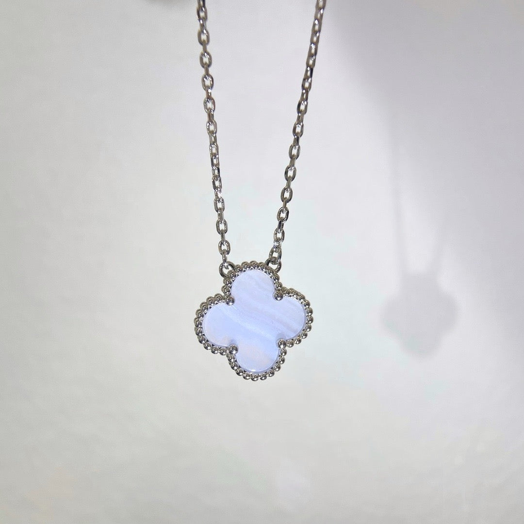 [Clover Jewelrys]CLOVER 15MM BLUE CHALCEDONY NECKLACE SILVER