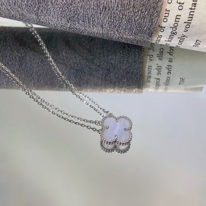 [Clover Jewelrys]CLOVER 15MM BLUE CHALCEDONY NECKLACE SILVER