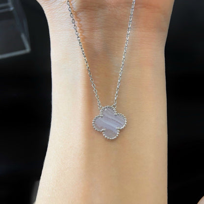 [Clover Jewelrys]CLOVER 15MM BLUE CHALCEDONY NECKLACE SILVER