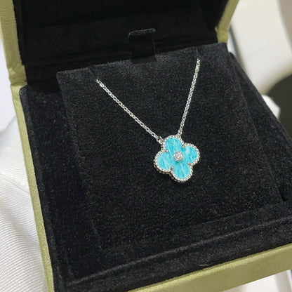 [Clover Jewelrys]CLOVER 15MM DIAMOND SVRES PORCELAIN  NECKLACE SILVER