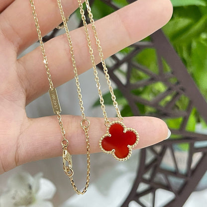 [Clover Jewelrys]CLOVER 15MM CARNELIAN SINGLE FLOWER NECKLACE