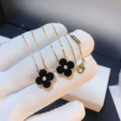 [Clover Jewelrys]CLOVER 15MM DIAMOND ONYX NECKLACE