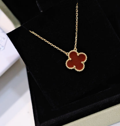 [Clover Jewelrys]CLOVER 15MM CARNELIAN SINGLE FLOWER NECKLACE