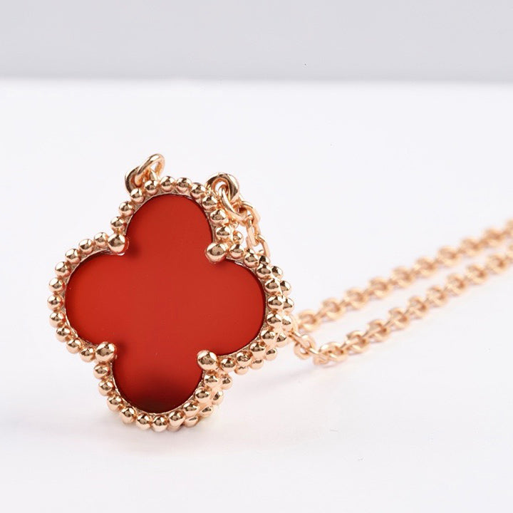 [Clover Jewelrys]CLOVER 15MM CARNELIAN SINGLE FLOWER NECKLACE