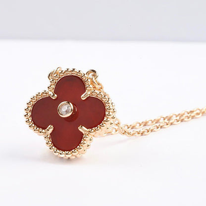 [Clover Jewelrys]CLOVER 15MM DIAMOND CARNELIAN NECKLACE