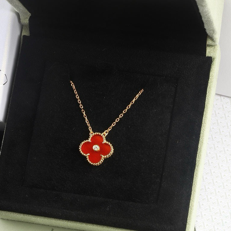 [Clover Jewelrys]CLOVER 15MM DIAMOND CARNELIAN NECKLACE