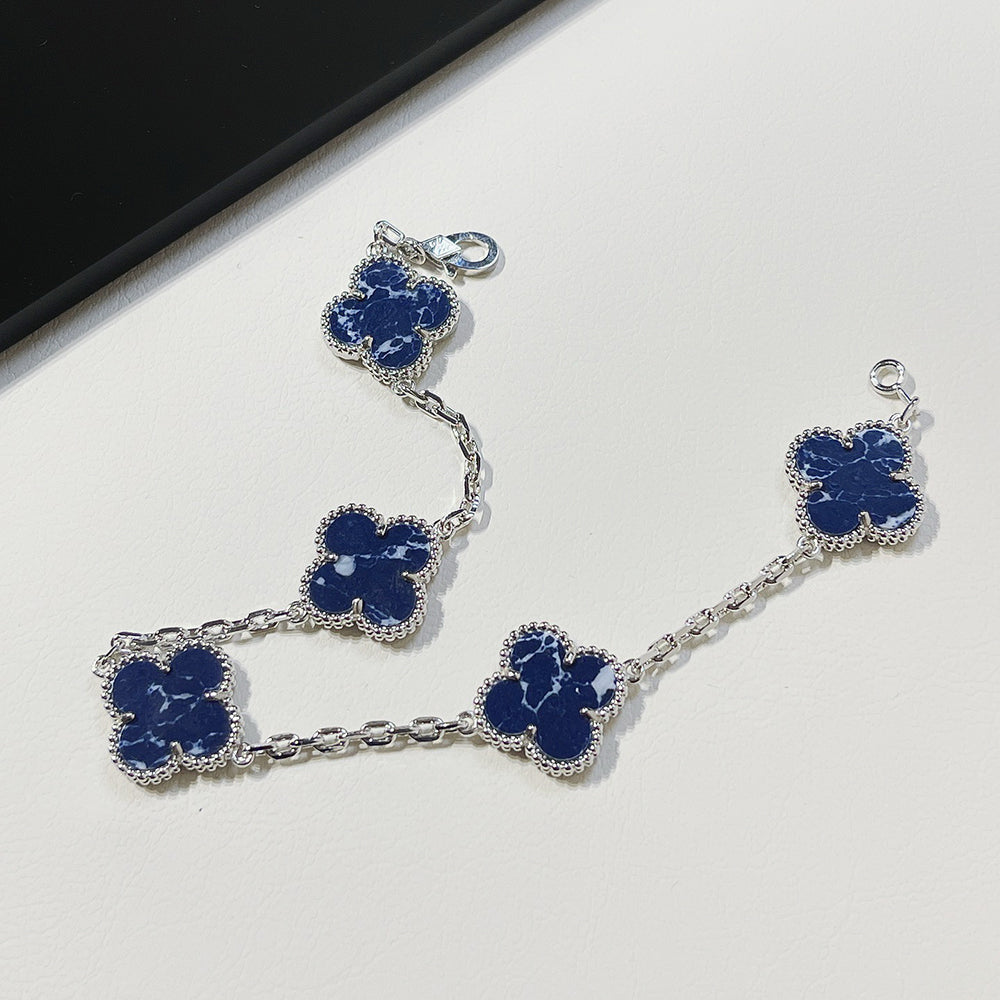 [Clover Jewelrys]CLOVER 5 MOTIF PIETERSITE SILVER BRACELET