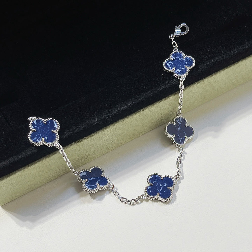 [Clover Jewelrys]CLOVER 5 MOTIF PIETERSITE SILVER BRACELET