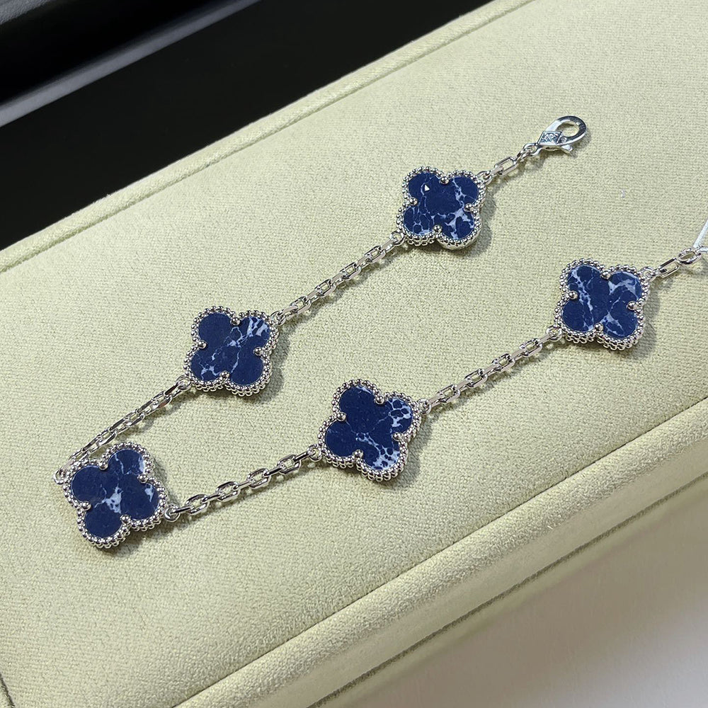 [Clover Jewelrys]CLOVER 5 MOTIF PIETERSITE SILVER BRACELET