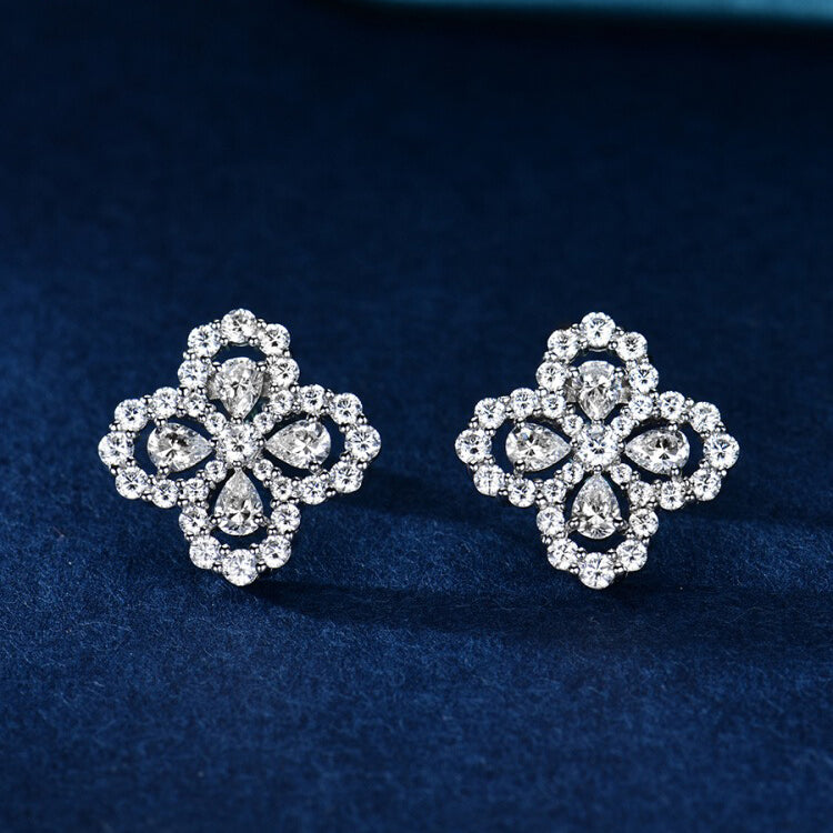 [Clover Jewelrys]LOOP EARRINGS FULL MOTIF DIAMOND 16MM SILVE