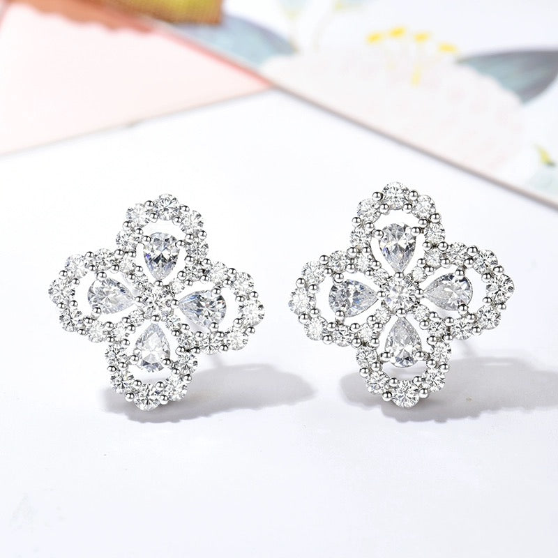 [Clover Jewelrys]LOOP EARRINGS FULL MOTIF DIAMOND 16MM SILVE