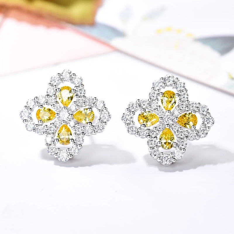 [Clover Jewelrys]LOOP EARRINGS FULL MOTIF DIAMOND 16MM SILVE