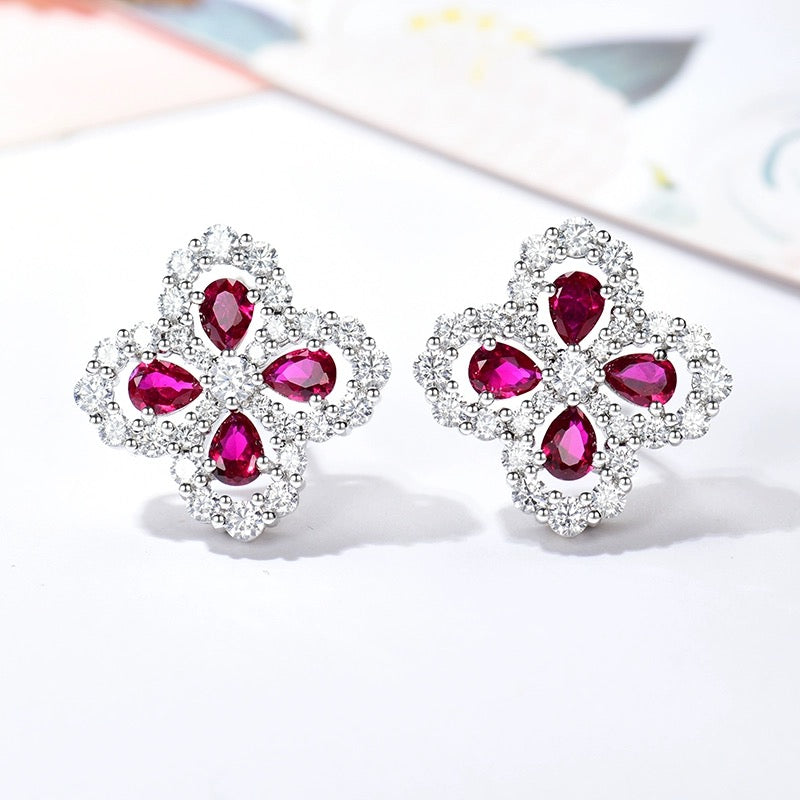 [Clover Jewelrys]LOOP EARRINGS FULL MOTIF DIAMOND 16MM SILVE