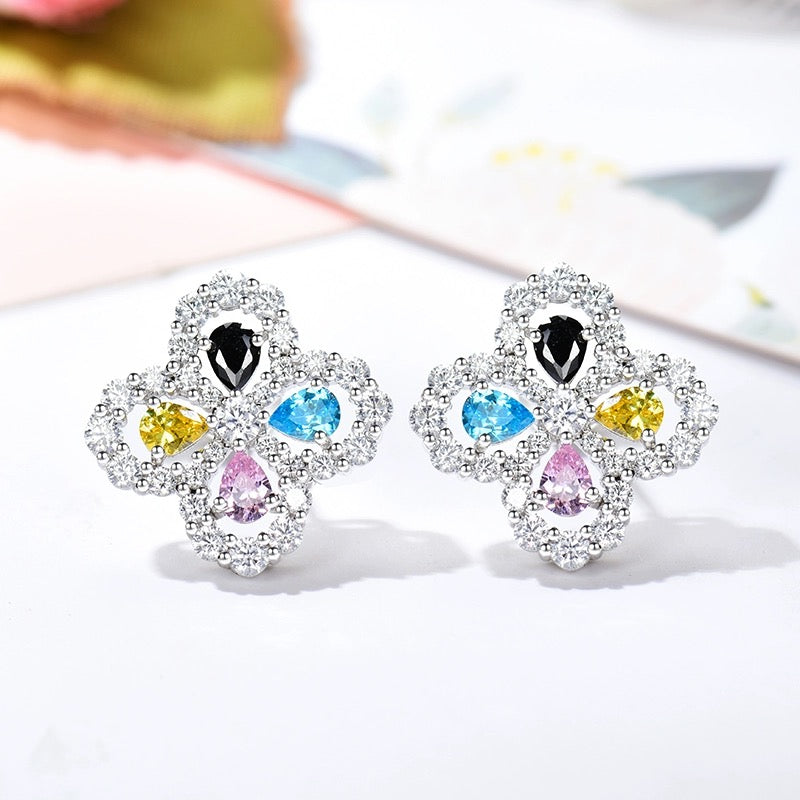 [Clover Jewelrys]LOOP EARRINGS FULL MOTIF DIAMOND 16MM SILVE