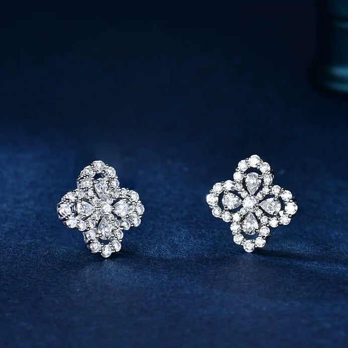 [Clover Jewelrys]LOOP EARRINGS FULL MOTIF DIAMOND 16MM SILVE