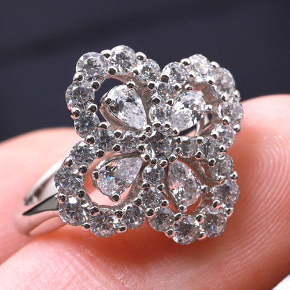 [Clover Jewelrys]LOOP RING FULL MOTIF DIAMOND 16MM SILVE