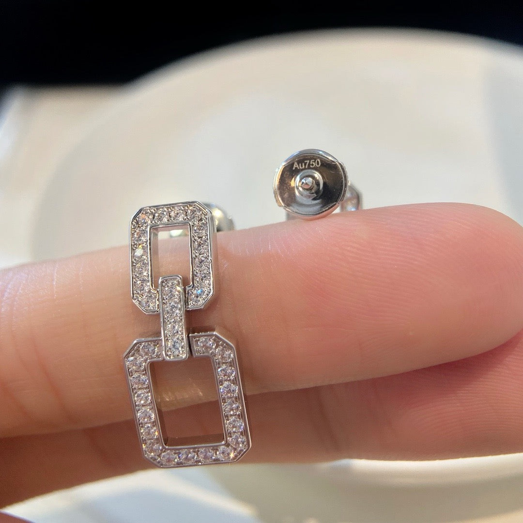 [Clover Jewelrys]LINKS MEDIUM EARRINGS DIAMOND