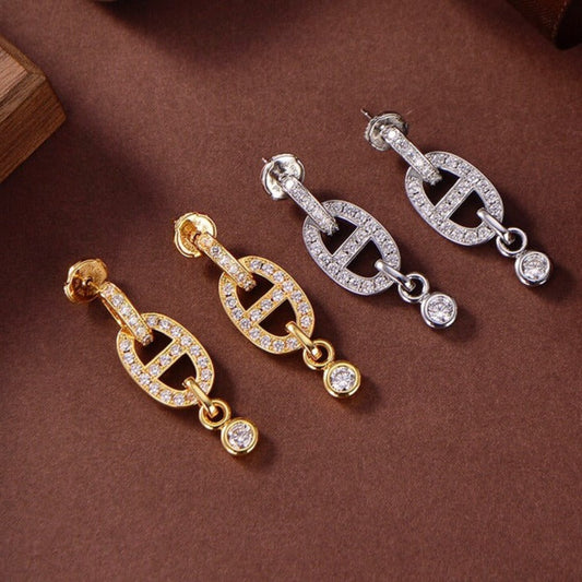 [Clover Jewelrys]HM CHAINE DIAMOND EARRINGS