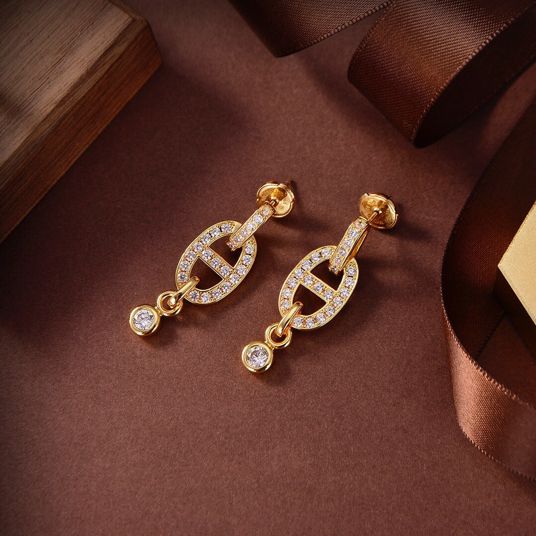 [Clover Jewelrys]HM CHAINE DIAMOND EARRINGS