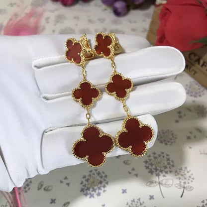 [Clover Jewelrys]CLOVER 3 MOTIF CARNELIAN DROP EARRINGS