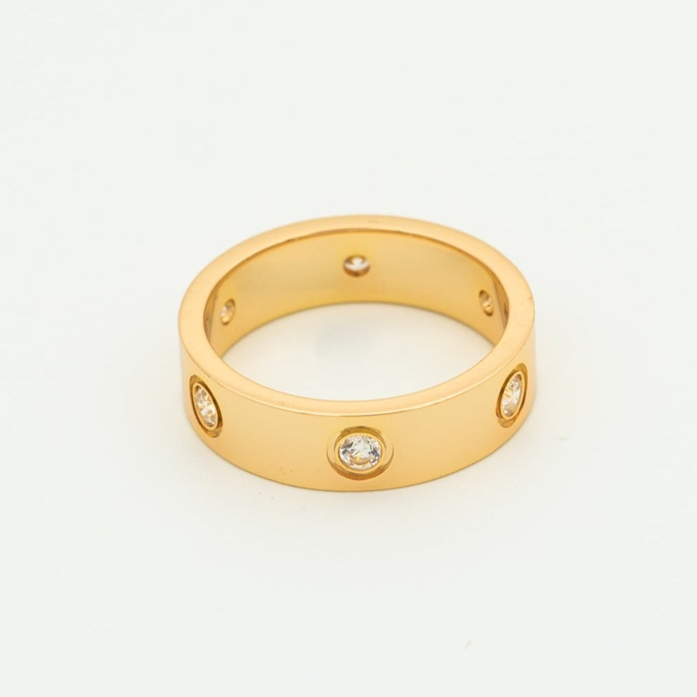 [Clover Jewelrys]LOVE RING 5.5MM 6 DIAMONDS PINK GOLD