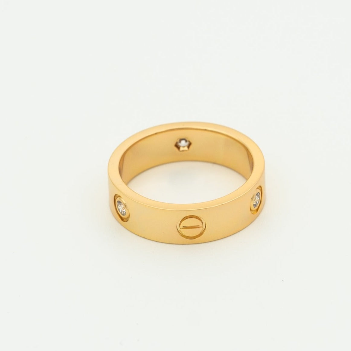 [Clover Jewelrys]LOVE RING 5.5MM 3 DIAMONDS PINK GOLD