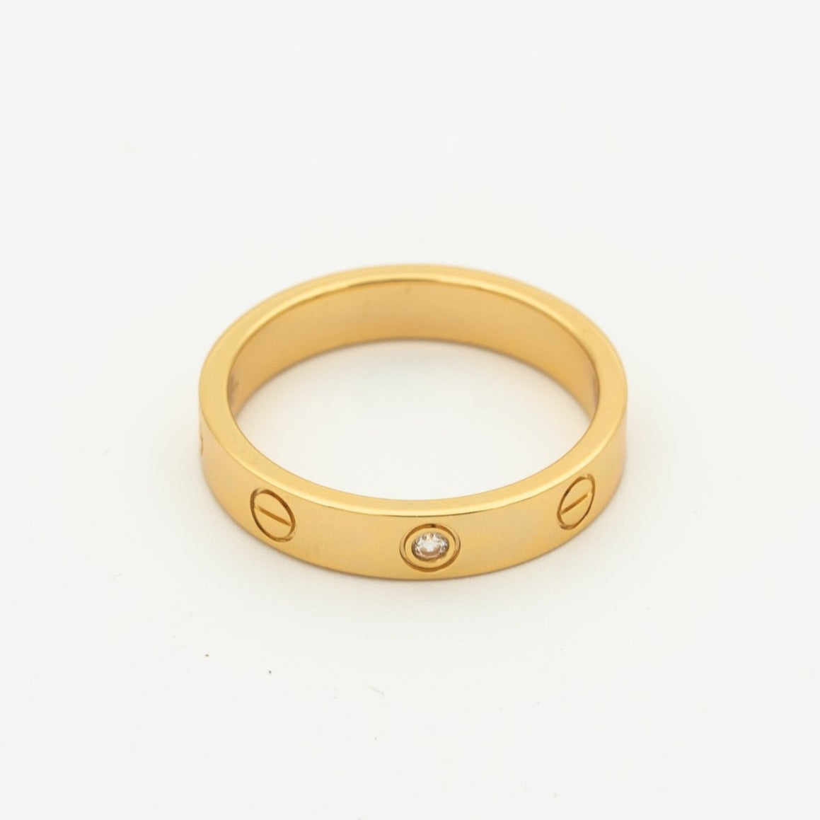 [Clover Jewelrys]LOVE RING 4MM 1 DIAMOND PINK GOLD