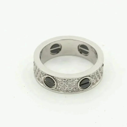 [Clover Jewelrys]LOVE RING 5.5MM DIAMONDS PAVED CERAMIC