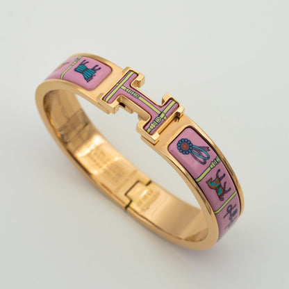 [Clover Jewelrys]H PINK GOLD BRACELET PINK CERAMIC