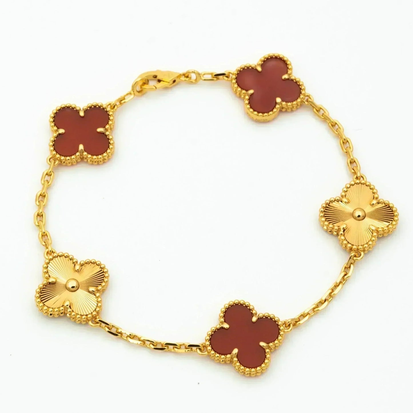 [Clover Jewelrys]CLOVER  5 MOTIFS CARNELIAN GOLD BRACELET