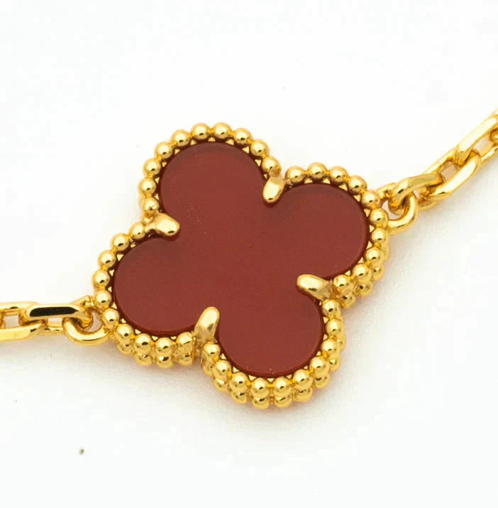 [Clover Jewelrys]CLOVER  5 MOTIFS CARNELIAN GOLD BRACELET