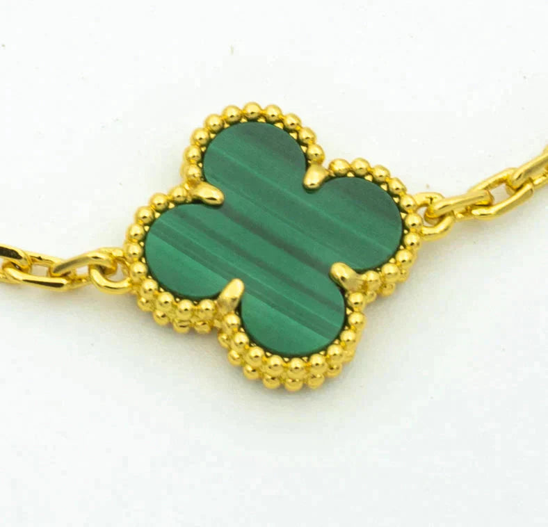 [Clover Jewelrys]CLOVER  5 MOTIF MALACHITE DIAMOND BRACELET