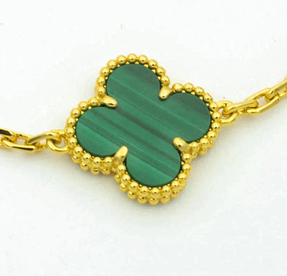 [Clover Jewelrys]CLOVER  5 MOTIF MALACHITE DIAMOND BRACELET