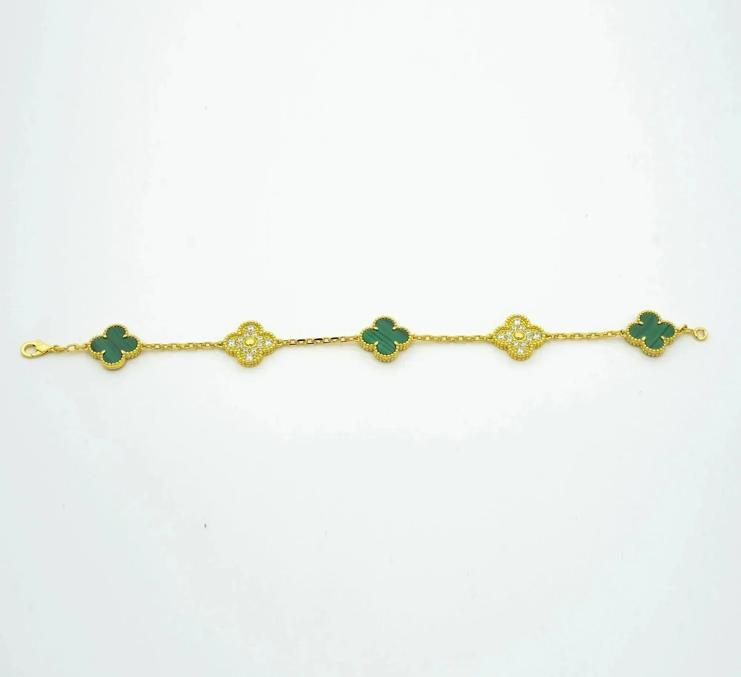 [Clover Jewelrys]CLOVER  5 MOTIF MALACHITE DIAMOND BRACELET