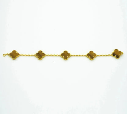 [Clover Jewelrys]CLOVER  5 MOTIFS TIGER EYE BRACELET