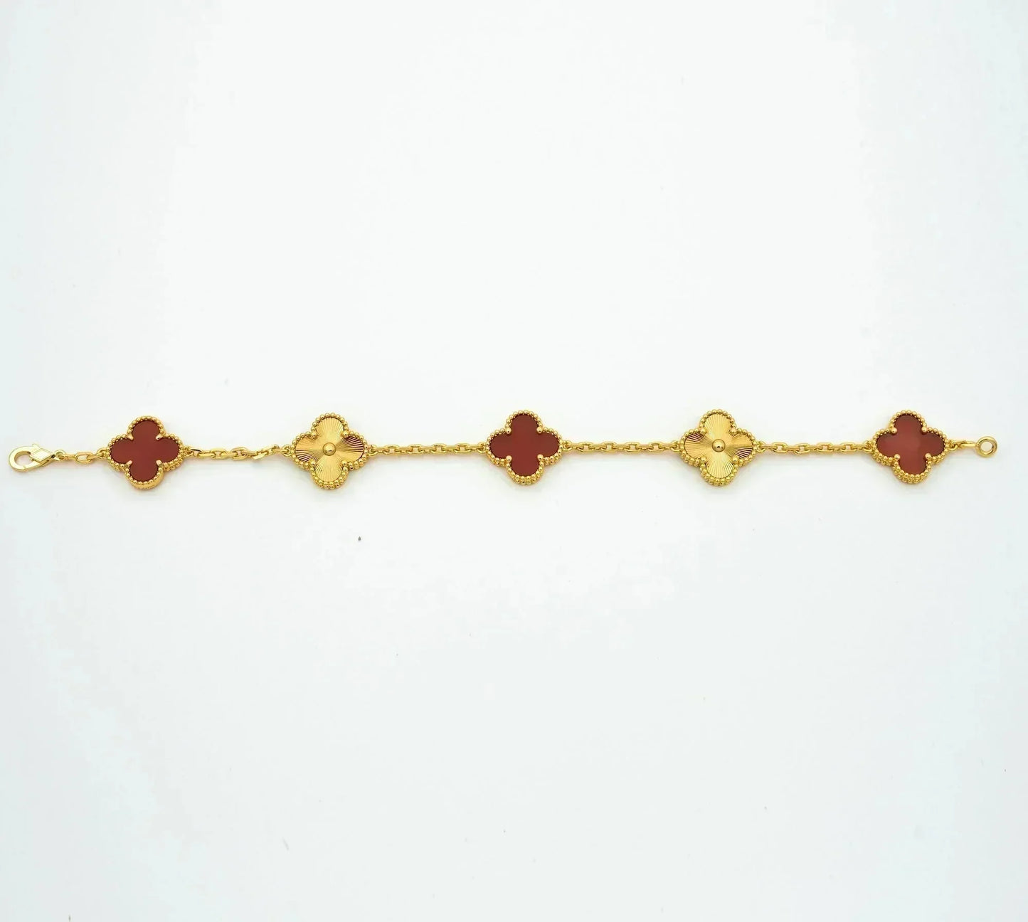 [Clover Jewelrys]CLOVER  5 MOTIFS CARNELIAN GOLD BRACELET