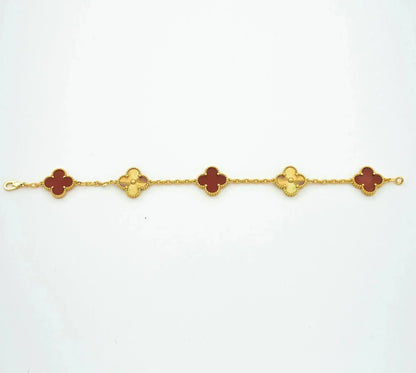 [Clover Jewelrys]CLOVER  5 MOTIFS CARNELIAN GOLD BRACELET