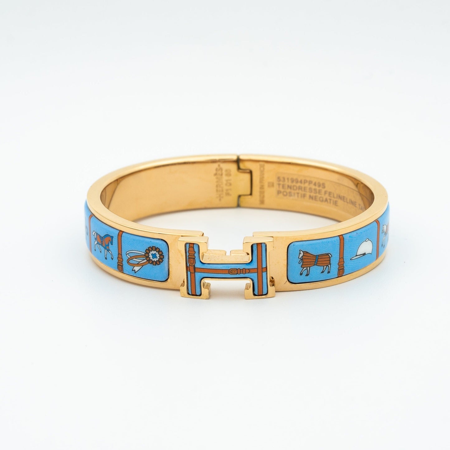 [Clover Jewelrys]H PINK GOLD BRACELET BLUE CERAMIC