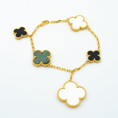 [Clover Jewelrys]CLOVER BRACELET 5 MOTIFS ONYX MOP