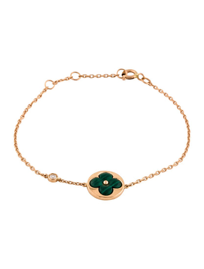 [Clover Jewelrys]SUN MALACHITE 1 DIAMOND PINK GOLD BRACELET