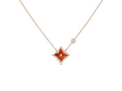 [Clover Jewelrys]STAR NECKLACE PINK GOLD 1 DIAMOND