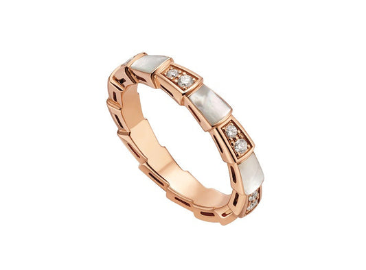 [Clover Jewelrys]SERPENTI RING PINK GOLD DIAMOND MOP 3MM