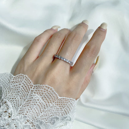 [Clover Jewelrys]Sparkling Round Cut Tennis Ring